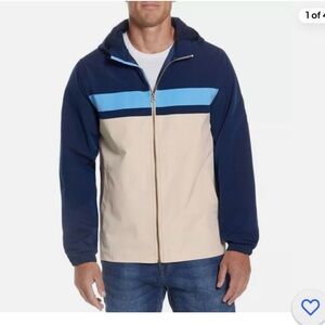 Weatherproof hooded full zip rain slicker sport jacket raincoat med color BLK